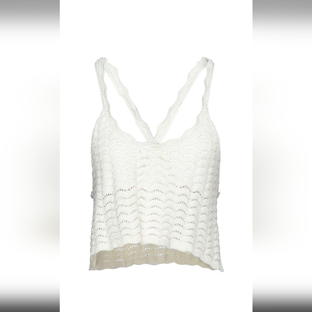 Circus Hotel White Asymmetrical Cropped Tank Top